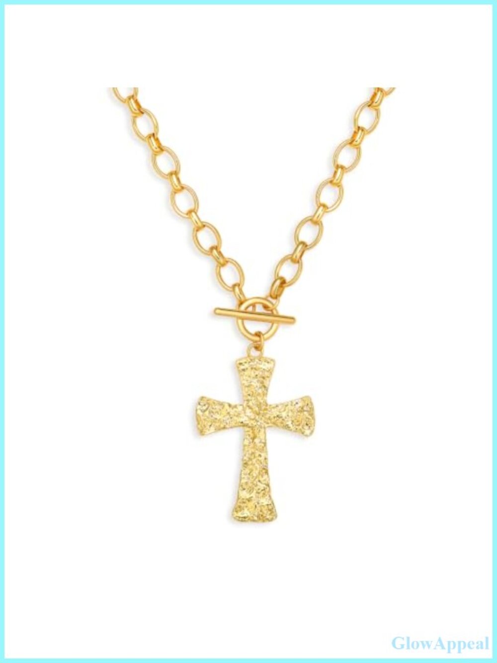 14K Gold Plated Chunky Cross Pendant Necklace Statement Jewelry